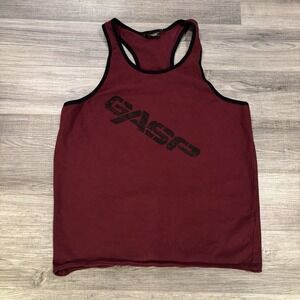 Gasp Official Logo Print Racer Back Basic Tank Top Men's Size Medium Burgundy